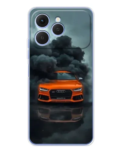 Чехол для TECNO Spark 40 с картинкой «Audi в облаках дыма»