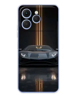 Чехол для TECNO Spark 40 с картинкой «Lamborghini золотые линии»