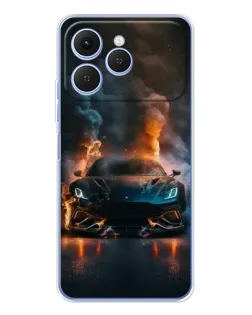 Чехол для TECNO Spark 40 с картинкой «Lamborghini дымная эстетика»