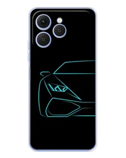 Чехол для TECNO Spark 40 с картинкой «Голубой силуэт Lamborghini»