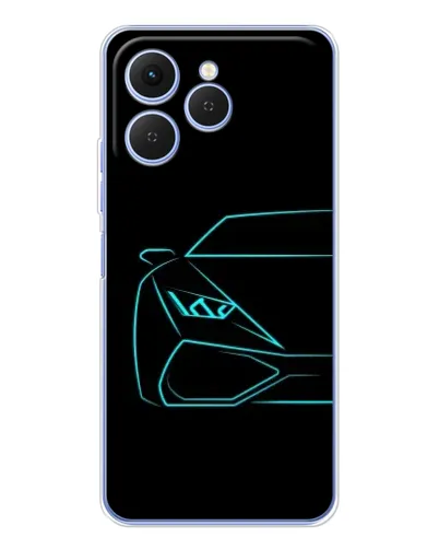 Чехол для TECNO Spark 40 с картинкой «Голубой силуэт Lamborghini» Чехол для TECNO Spark 40 с картинкой «Голубой силуэт Lamborghini»