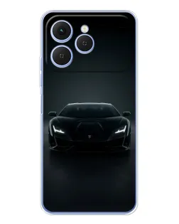 Чехол для TECNO Spark 40 с картинкой «Черный Lamborghini Aventador»