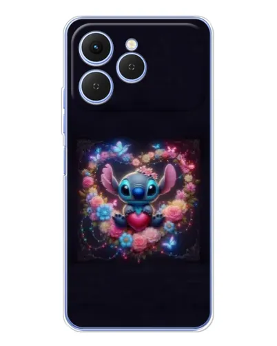 Чехол для TECNO Spark 40 с картинкой «Stitch в цветах»