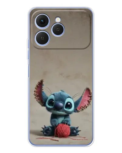 Чехол для TECNO Spark 40 с картинкой «Стич на коричневом фоне»