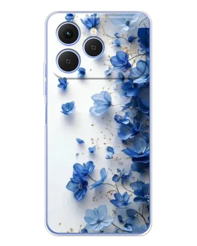 Чехол для TECNO Spark 40 с картинкой «Голубой цветочный каскад»