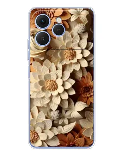 Чохол для TECNO Spark 40 з картинкою «Бежевий флористичний декор»