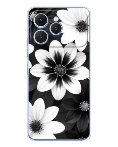 Чехол для TECNO Spark 40 с картинкой «Монохромные астры»