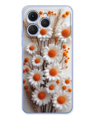 Чехол для TECNO Spark 40 с картинкой «Белые сухоцветы»