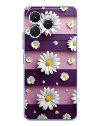 Чехол для TECNO Spark 40 с картинкой «Ромашки на фиолетовом»