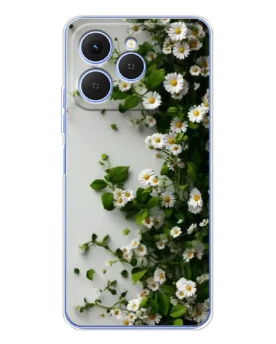 Чехол для TECNO Spark 40 с картинкой «Ветка мелких белых цветов»