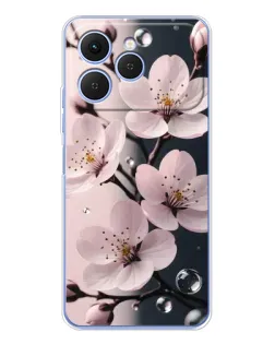 Чохол для TECNO Spark 40 з картинкою «Ніжня сакура та краплі»