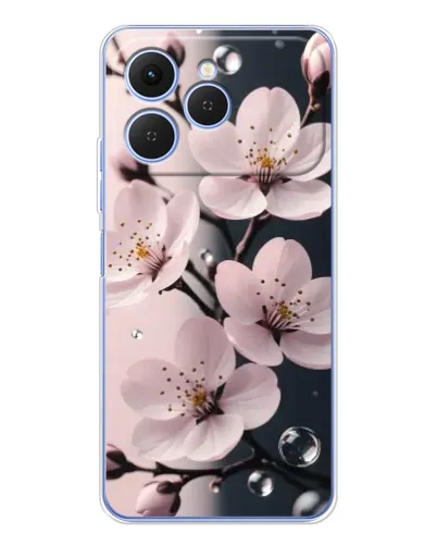 Чехол для TECNO Spark 40 с картинкой «Нежная сакура и капли» Чехол для TECNO Spark 40 с картинкой «Нежная сакура и капли»