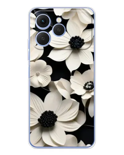 Чехол для TECNO Spark 40 с картинкой «Объемные белые цветы»