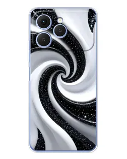 Чехол для TECNO Spark 40 с картинкой «Черно-белая спираль»