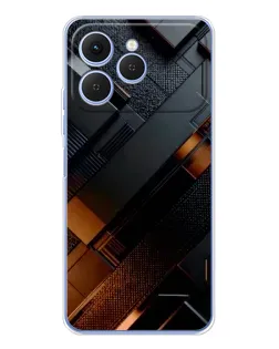 Чехол для TECNO Spark 40 с картинкой «Черные геометрические блоки»
