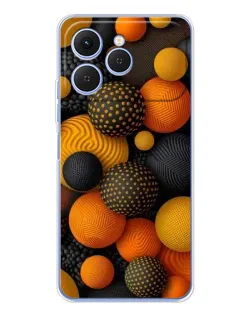Чехол для TECNO Spark 40 с картинкой «Объемные оранжевые сферы»