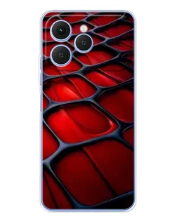 Чехол для TECNO Spark 40 с картинкой «Красная глянцевая сетка»