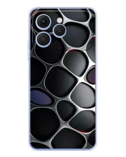 Чехол для TECNO Spark 40 с картинкой «Объемная темная решетка»