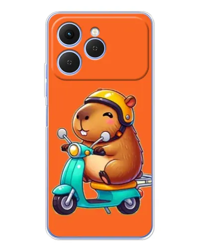 Чехол для TECNO Spark 40 с картинкой «Капибара на скутере»
