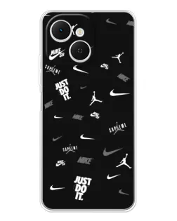 Чехол для TECNO Spark 40C с картинкой «Nike Black Pattern»