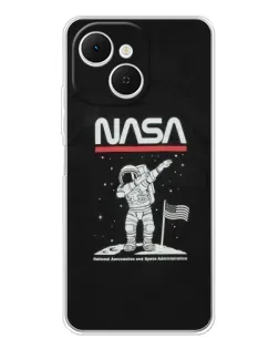 Чехол для TECNO Spark 40C с картинкой «NASA — шагаем по Луне»