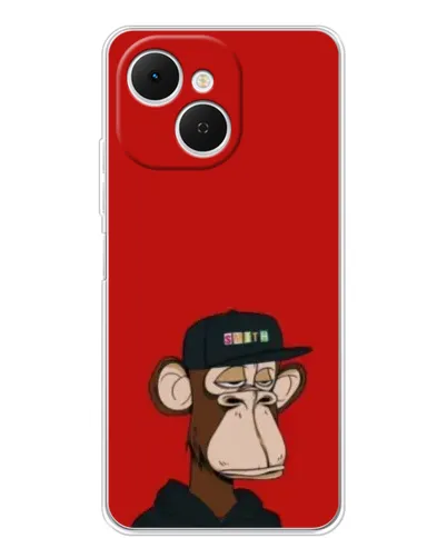 Чехол для TECNO Spark 40C с картинкой «Bored Ape — красный фон»