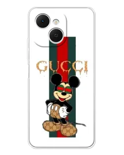 Чехол для TECNO Spark 40C с картинкой «Микки Маус Gucci — полосы»