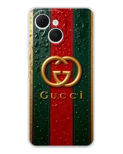 Чохол для TECNO Spark 40C з картинкою «Gucci — фірмова смуга та золото»