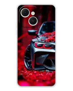 Чехол для TECNO Spark 40C с картинкой «Спортивная BMW и цветы»