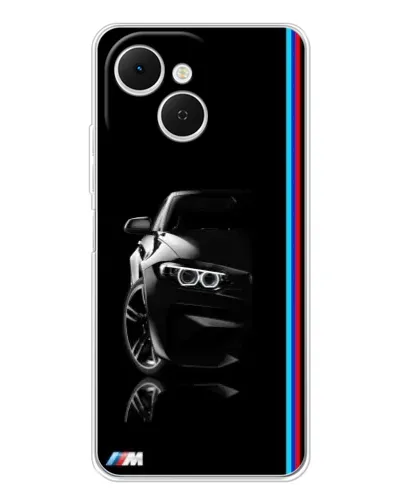 Чехол для TECNO Spark 40C с картинкой «Силуэт BMW в темноте»