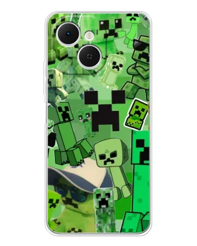 Чехол для TECNO Spark 40C с картинкой «Криперы Minecraft»