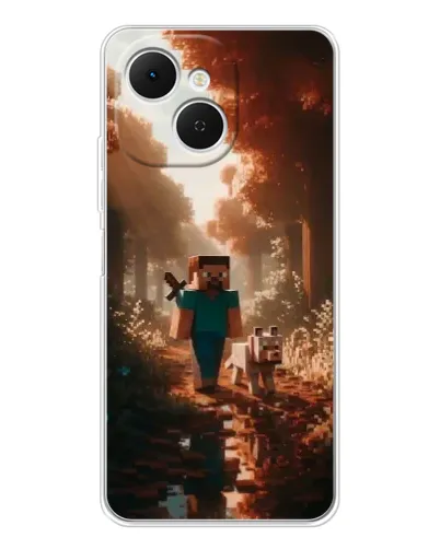 Чехол для TECNO Spark 40C с картинкой «Стив в лесу»