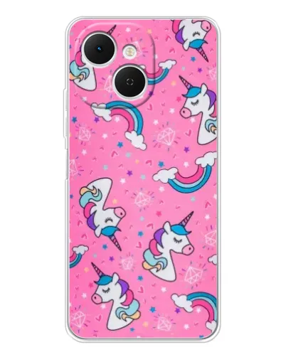 Чехол для TECNO Spark 40C с картинкой «Unicorn паттерн розовый»