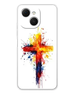 Чехол для TECNO Spark 40C с картинкой «Акварельный крест»