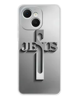 Чохол для TECNO Spark 40C з картинкою «Металевий хрест Jesus»