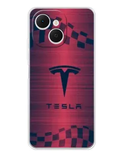 Чохол для TECNO Spark 40C з картинкою «Тесла червоний карбон»