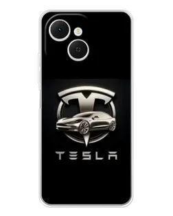 Чохол для TECNO Spark 40C з картинкою «Tesla — срібне авто»
