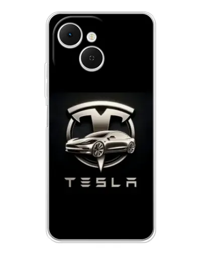 Чохол для TECNO Spark 40C з картинкою «Tesla — срібне авто»