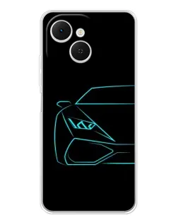 Чехол для TECNO Spark 40C с картинкой «Голубой силуэт Lamborghini»