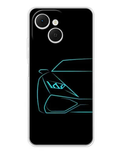 Чехол для TECNO Spark 40C с картинкой «Голубой силуэт Lamborghini» Чехол для TECNO Spark 40C с картинкой «Голубой силуэт Lamborghini»