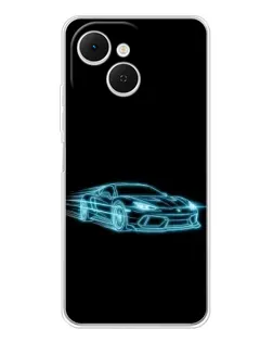 Чехол для TECNO Spark 40C с картинкой «Неоновый контур Lamborghini»