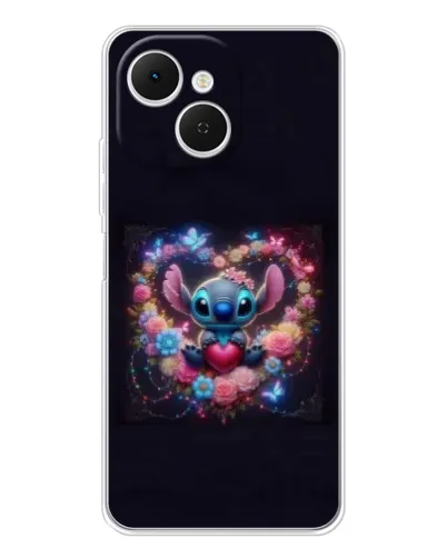 Чехол для TECNO Spark 40C с картинкой «Stitch в цветах»