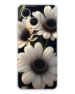 Чехол для TECNO Spark 40C с картинкой «Белые маргаритки макро»