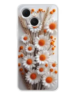 Чехол для TECNO Spark 40C с картинкой «Белые сухоцветы»