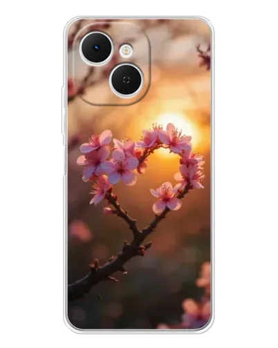 Чехол для TECNO Spark 40C с картинкой «Розовый цвет сердце на фоне заката» Чехол для TECNO Spark 40C с картинкой «Розовый цвет сердце на фоне заката»