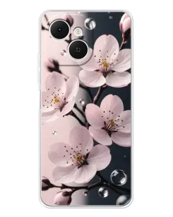 Чехол для TECNO Spark 40C с картинкой «Нежная сакура и капли»