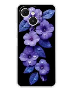 Чохол для TECNO Spark 40C з картинкою «Фіолетові квіти з росою»