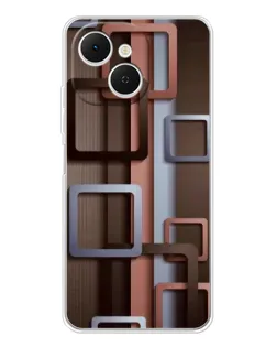 Чохол для TECNO Spark 40C з картинкою «Коричневі об'ємні квадрати»