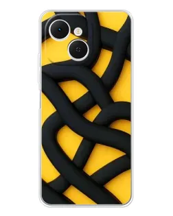 Чехол для TECNO Spark 40C с картинкой «Черное желтое переплетение»