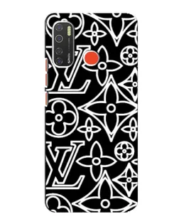 Чехол для TECNO Spark 5 с картинкой «Черно-белый узор LV»